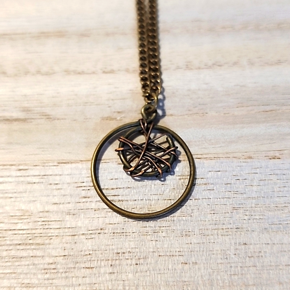 Unique metal and wire necklace
